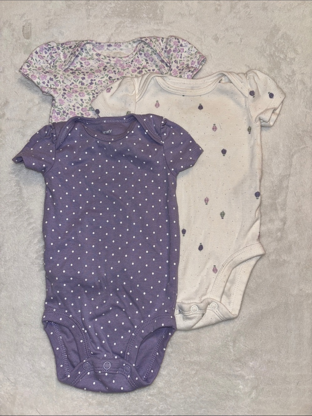 Carter's Lavender Purple Polka Dot Short Sleeve Baby Bodysuit